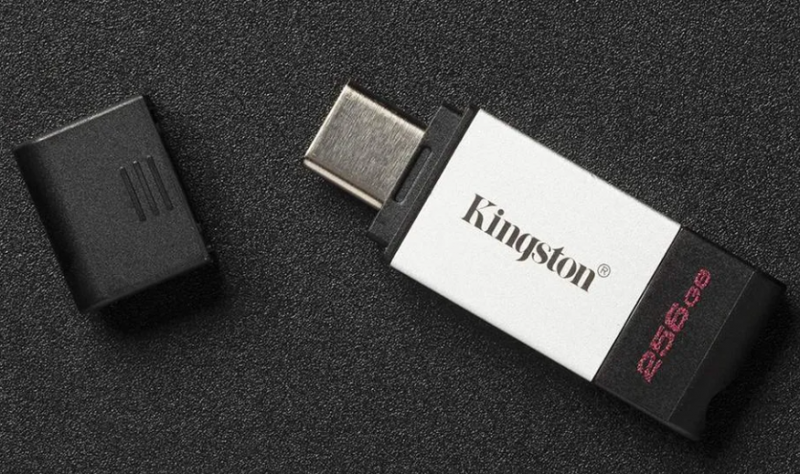 USB Флешка 128 ГБ Kingston DataTraveler 80 USB 3.2, Черный