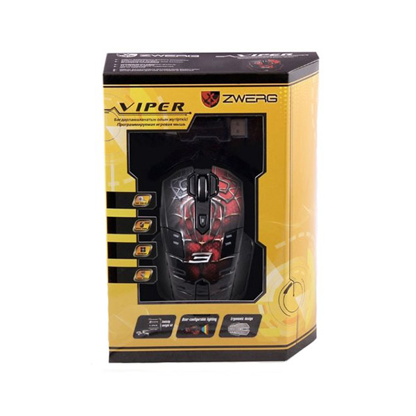 Мышь игровая Zwerg Viper, Черный, USB в Шымкенте от производителей  с доставкой по Казахстану