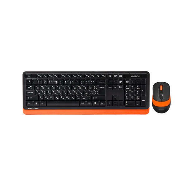 Клавиатура + мышь A4Tech Fstyler FG1010 (Анг, Беспроводное, Черный, оранжевый) в Шымкенте от производителей  с доставкой по Казахстану