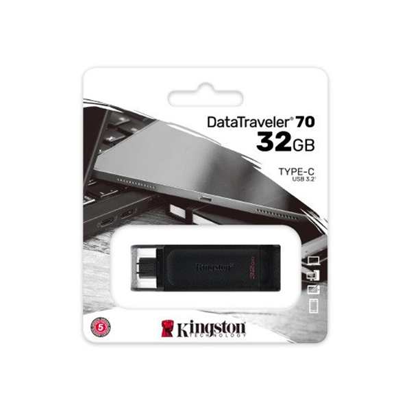 USB Флешка 32 ГБ Kingston Data Traveler 70 USB Type-C 3.2, Черный