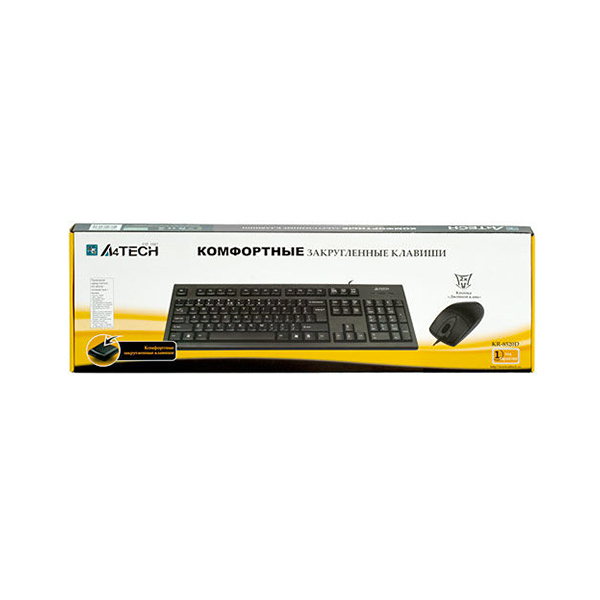 Клавиатура + мышь A4Tech KR-8520D (Анг/Рус/Каз, Проводное, Черный)