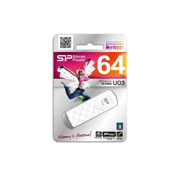 USB Флешка 64 ГБ Silicon Power Ultima U03 USB 2.0, Белый в Шымкенте от производителей  с доставкой по Казахстану